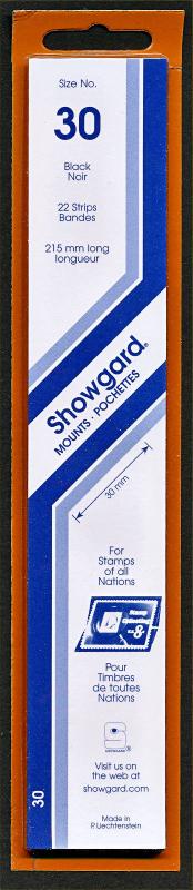 Showgard Stamp Mount Size 30/215 mm - BLACK (Pack of 22) (30x215  30mm)  STRIP