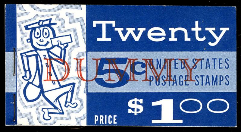 US #1213 DUMMY BOOKLET, complete book with DUMMY in red,  blank panes,  VF mi...