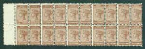 SG 188 South Australia ½d pale brown, perf 15. Fresh mint block of 20...