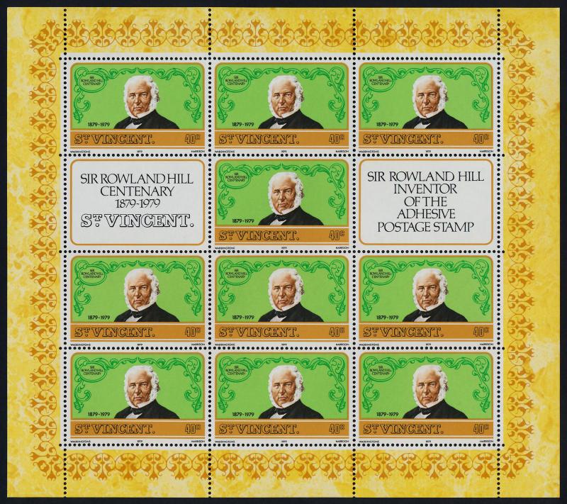 St Vincent 545-7 sheets MNH Rowland Hill, Stamp on Stamp