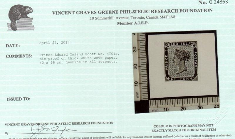 Prince Edward Island #4 DP Extra Fine Die Proof On Thick White Wove Paper wCert.