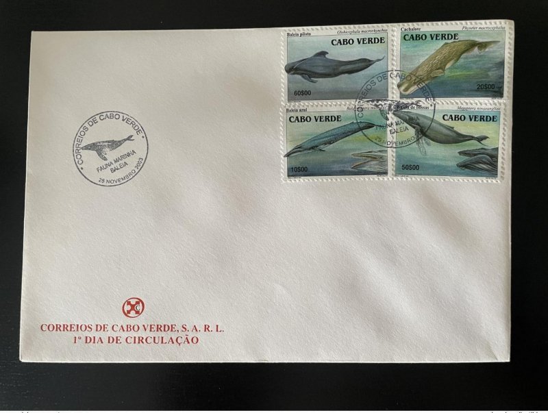 2003 Cape Verde Mi. 834 - 837 FDC Baleia Whale Whale Marine Wildlife-