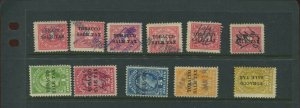 RJ1-RJ11 Tobacco Sales Tax Revenue Used Set of 11 Stamps (Bx 2945)