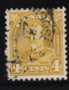 Canada Sc 168 1930 4c yellow bistre George V Arch issue stamp used