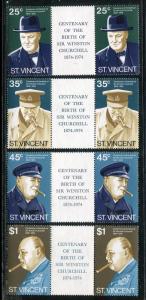 St. Vincent 389-392, MNH. Sir Winston Churchill, 1874-1965, Gutter Pair. x28052