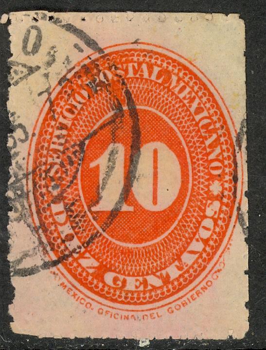 MEXICO 1894 10c Vermilion P.11x5 1/2 Numeral Issue Sc 240 Used