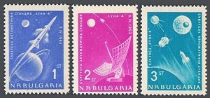 Bulgaria 1278-1280, MNH. Mi 1388-1390. Russian rocket to the moon Lunik 4, 1963.