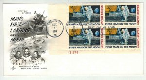 1969 Man On Moon Apollo 11 Space C76-146E Artcraft #7 Plate Block Lower Left 378