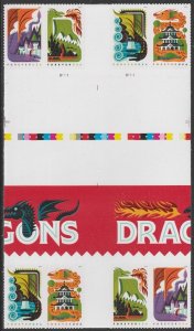 US 5307-5310 5310a Dragons F cross gutter block 2x4 MNH 2018