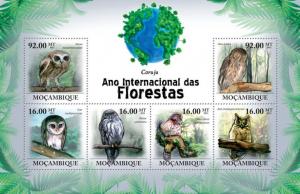 MOZAMBIQUE 2011 SHEET INTERNATIONAL YEAR OF FORESTS OWLS BIRDS