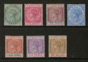 Gibraltar 1895 QV SG 39-45 set of 7  MH