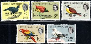 British Honduras 182-86 - Mint-NH - Birds (Self Govt) (1964) (cv $3.50)