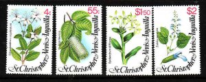 St. Kitts-Nevis-Sc#393-6-Unused NH set-Flowers-1980-