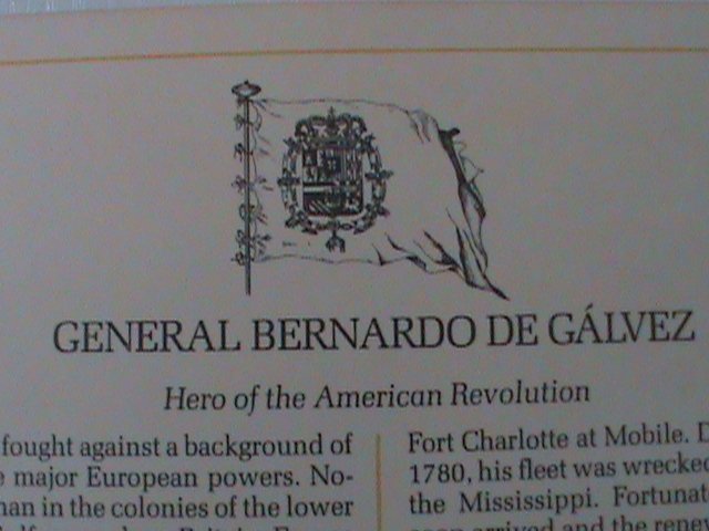 ​UNITED STATES 1980-GEN. BERNARDO DE GALVEZ :-FDC WITH HISTORY PAGE-MNH VF