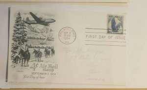 US ,POSTAL CARD FDC 1954 PHILADELPHIA PA   ,,  AIR MAIL STAMP