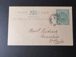 1910 British West Indies Antigua Postcard Cover St Johns to Gracehill 2