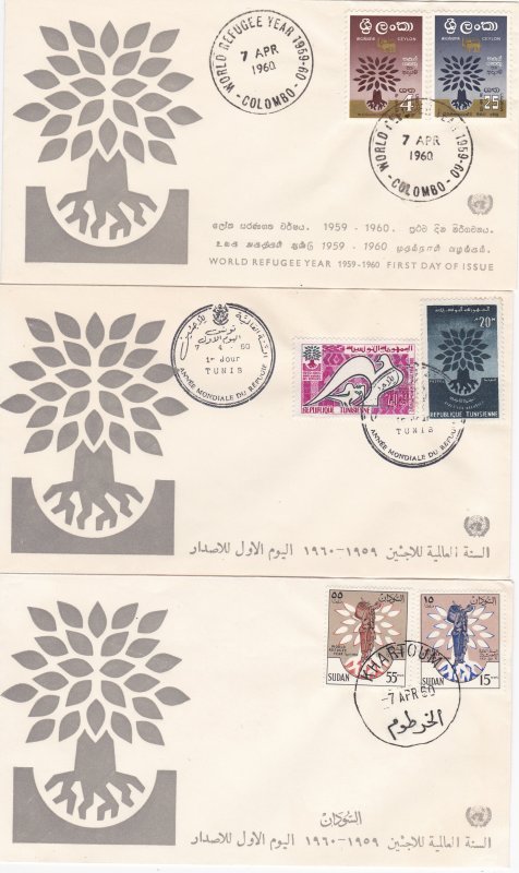 World Refugee Year 14 First Day Covers with a Common Designed Cachet on each