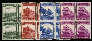 Germany #459-462 Cat$432+, 1935 Railroad Centenary, set of four in blocks of ...