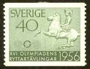Sweden Sc# 489 MH 1956 40o gray green Greek Horseman