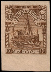 ✔️ EL SALVADOR 1896 - BOATS SHIPS IMPERFORATED  - Sc. 157F MNH ** [6.2]