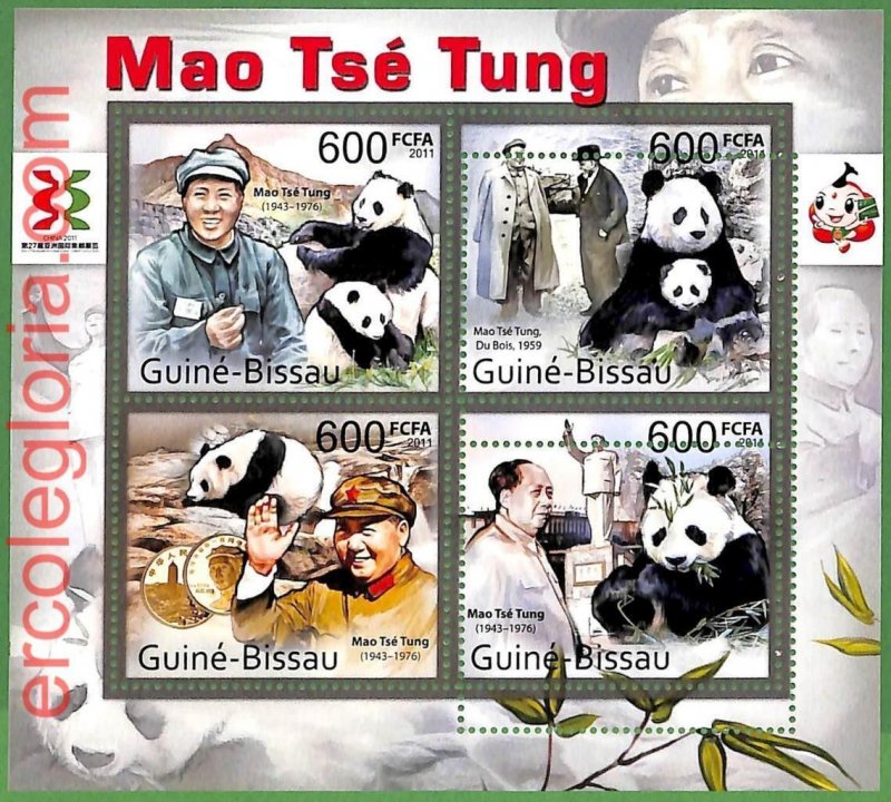 B1479 - GUINE-BISSAU - ERROR MISPERF Stamp Sheet 2011 Mao Tse Tung PANDA BEARS-