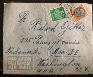 1940 Vienna Germany Censored Airmail cover to Washington DC USA B