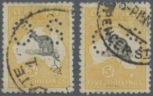 MOMEN: AUSTRALIA SG #O37,O37w 1915 INVERTED WMK KANGAROOS USED £550 LOT #62274