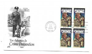 2102 Crime Prevention, ArtCraft, block of 4, FDC