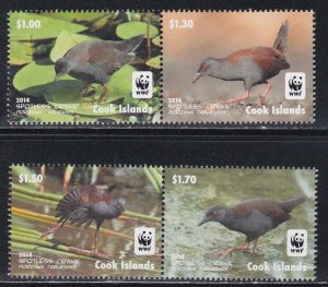 Cook Islands # 1524a-d, WWF - Birds, NH, 1/2 Cat.