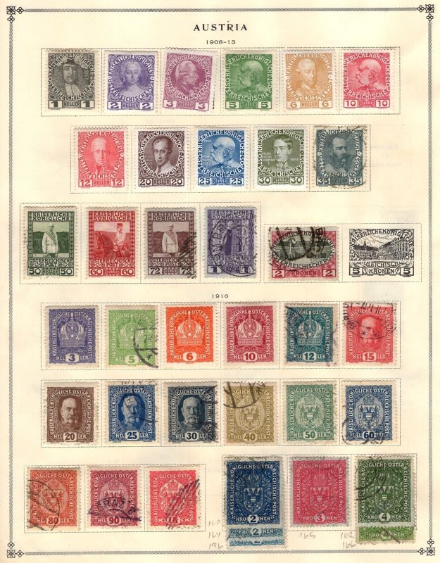 Austria 1854-1937 Collection of 291 Stamps on Scott International Album Pages