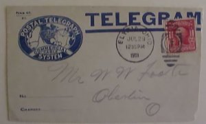 US TELEGRAM 1908 ELYRIA OHIO B/S