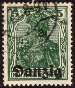 1920, Danzig, 5pf, Used, Sc 1, Mi 1