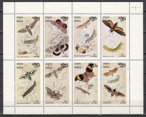 Oman State, 1972 Local issue. Butterflies & Moths sheet of 8.  ^