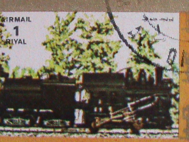​UMM AL QIWAIN-1973 WORLD FAMOUS TRAINS CTO MINI SHEET VERY FINE