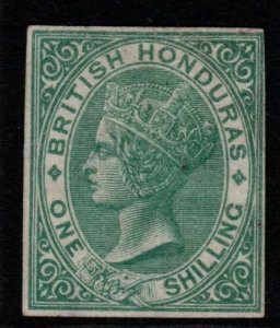 BRITISH HONDURAS SG10var 1872 1/= GREEN PLATE PROOF MTD MINT 