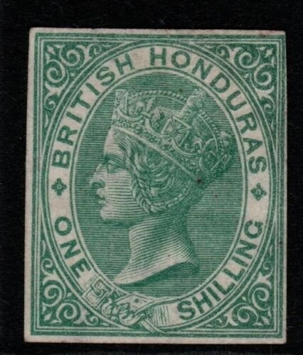 BRITISH HONDURAS SG10var 1872 1/= GREEN PLATE PROOF MTD MINT 