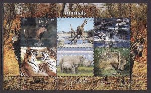 Malawi-unused NH sheet of 6-Rhino-Zebra-Animals-2011-issu