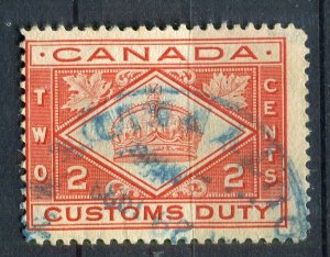 CANADA; Early 1900s Customs Duty Revenue fine used 2c. value