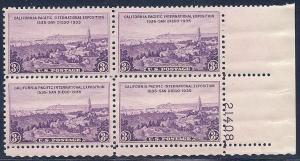 MALACK 773 F/VF or better OG NH, plate block of 4, n..MORE.. pbs0057