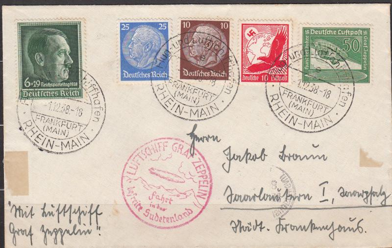 Germany - 1.12.1938 Zeppelin cover from Frankfurt (2531)   