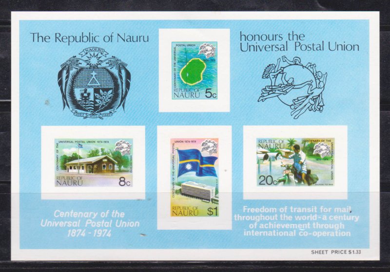 NAURU - 1974 CENTENARY OF UPU - MINIATURE SHEET MINT NH