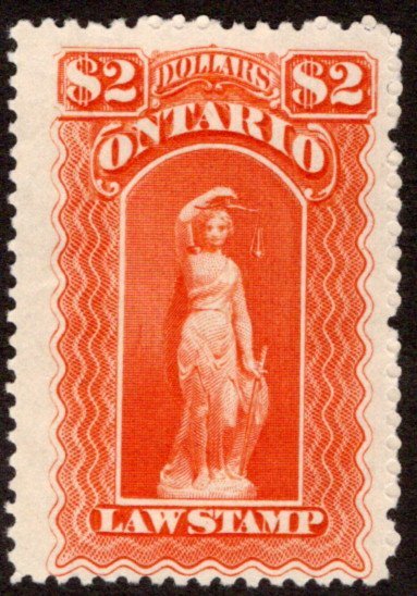 van Dam OL58, Canada, Ontario, MNG, Law Stamp, hint of blue C, $2, p.11