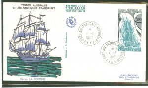 French Southern & Antarctic Territories 138 1988 LA Fortune 19th Century Polar Explorer Ship (5fr) single on an unaddressed ca