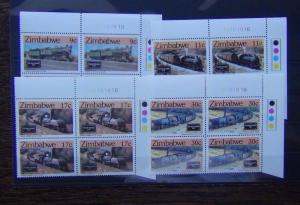 Zimbabwe 1985 Zimbabwe Steam Safaris Railway Locomotives set in blocks x 4 MNH