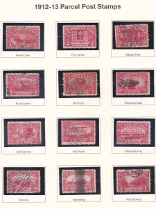 US Q1-Q12 Used 1913 Parcel Post Complete Set 1¢-$1 VF-XF Scv $183.00