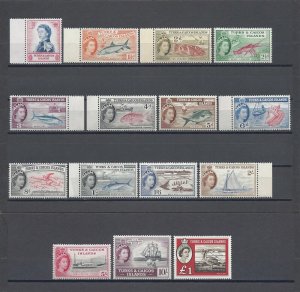 TURKS & CAICOS ISLANDS 1957 SG 237/50, 253 MNH Cat £120