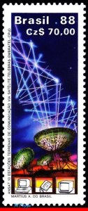 2159 BRAZIL 1988 ANSAT 10, COMMUNICATION, SATELLITE DISHES, SPACE, MI# 2285, MNH