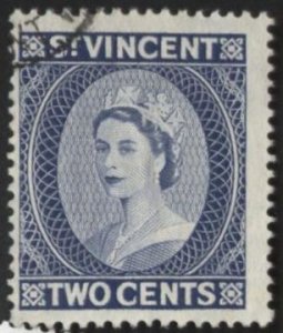 Saint Vincent 187 (used) 2c Elizabeth II, vio blue (1955)