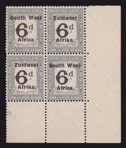 SOUTH WEST AFRICA 1923 Setting VI Postage Due 6d block VARIETY NO STOP MNH **