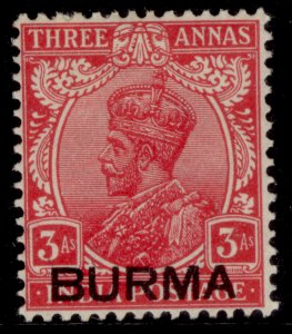 BURMA GVI SG7, 3a carmine, M MINT.